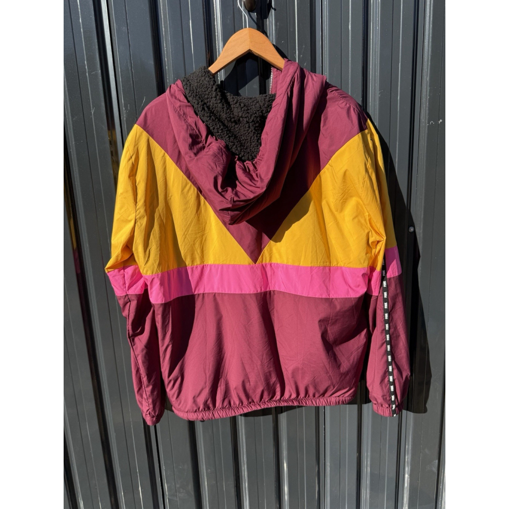 Women’s PINK Victoria Secret Windbreaker Jacket M/L Color block Maroon Gold EUC - Picture 5 of 8